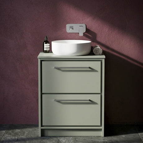 [BFLL3133W] Longnor Contemporary 2 Drawer Floor Standing Vanity Unit with Colour Coordinating Worktop, Choice of Size and Colour - Silo