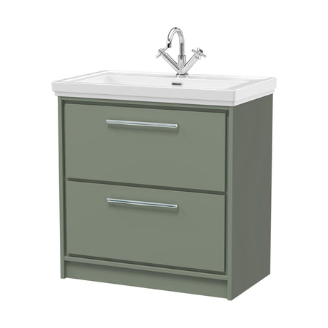 [BFLL3135A] Longnor Floor Standing Double Drawer Vanity Basin Unit with Fireclay Basin - Choice of Colour, Size and Basin Type - Cutout