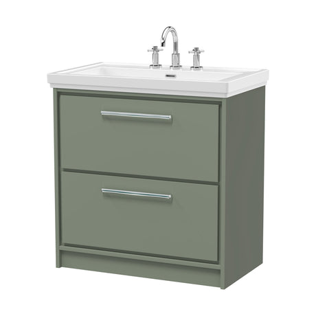 [BFLL3135B] Longnor Floor Standing Double Drawer Vanity Basin Unit with Fireclay Basin - Choice of Colour, Size and Basin Type - Cutout