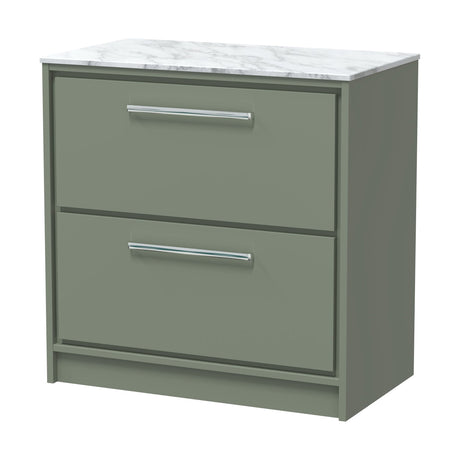[BFLL3135CMT] Balterley 800mm Framed Design Floor Standing 2 Drawer Vanity, Marble Worktop - Fern Green - Cutout