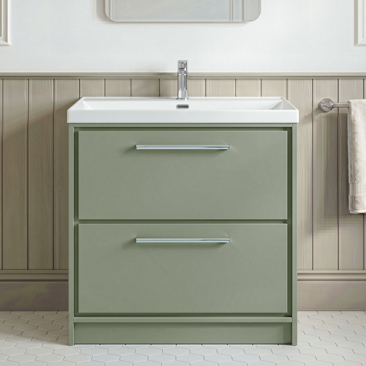 [BFLL3135E] Longnor Floor Standing 2 Drawer Vanity Unit - Choice of Colour, Basin Type and Size - Silo