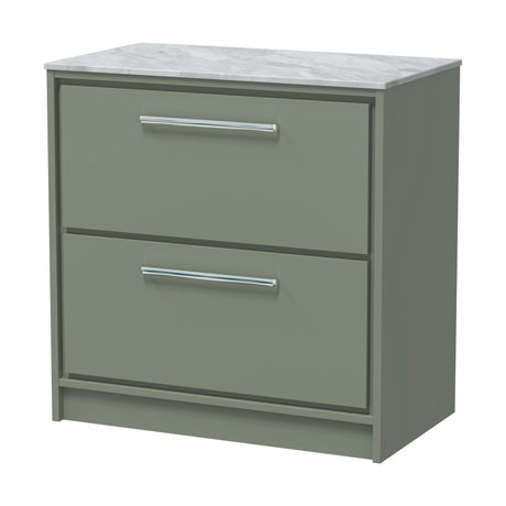 [BFLL3135GMT] Balterley 800mm Framed Design Floor Standing 2 Drawer Vanity & Marble Worktop - Fern Green - Cutout