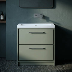 [BFLL3135K] Longnor 2 Drawer Floor Standing Vanity Unit with Modern Fireclay Basin, Choice of Size/Basin Type/Colour - Silo