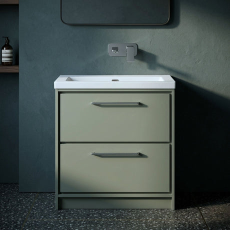 [BFLL3135K] Longnor 2 Drawer Floor Standing Vanity Unit with Modern Fireclay Basin, Choice of Size/Basin Type/Colour - Silo