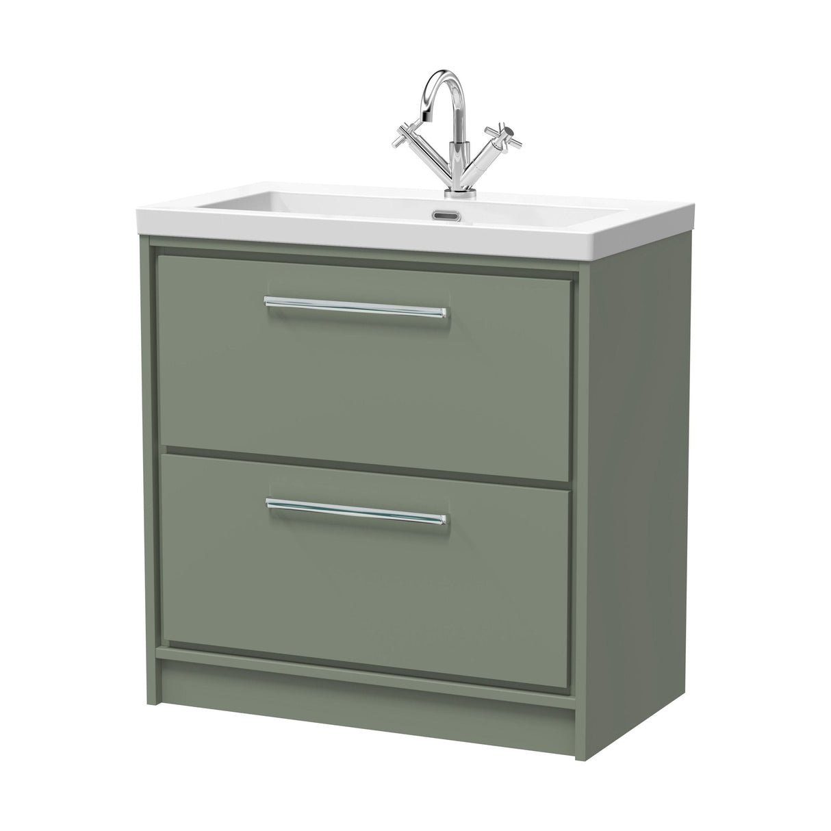 [BFLL3135L] Longnor 2 Drawer Floor Standing Vanity Unit with Modern Fireclay Basin, Choice of Size/Basin Type/Colour - Cutout
