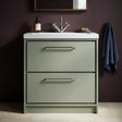[BFLL3135L] Balterley Modern Bathroom 2 Soft-Close Drawer Floor Standing Vanity Unit Fireclay Basin, Fern Green, 800mm - Silo