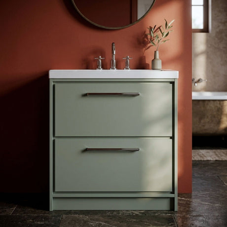 [BFLL3135M] Longnor 2 Drawer Floor Standing Vanity Unit with Modern Fireclay Basin, Choice of Size/Basin Type/Colour - Silo