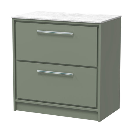 [BFLL3135WMT] Longnor 2 Drawer Floor Standing Vanity Unit with White Marble Worktop, Choice of Size and Colour - Cutout