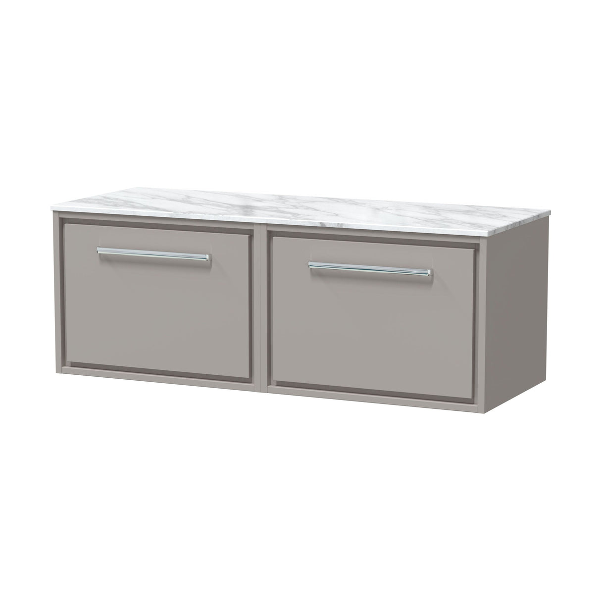 [BFLL3222CMT2] Balterley 1200mm Wall Hung Single Drawer Vanity w/ Marble Worktop - Pebble Grey - Cutout