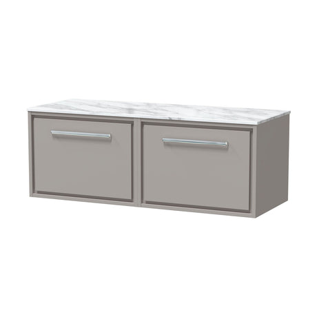 [BFLL3222CMT2] Balterley 1200mm Wall Hung Single Drawer Vanity w/ Marble Worktop - Pebble Grey - Cutout