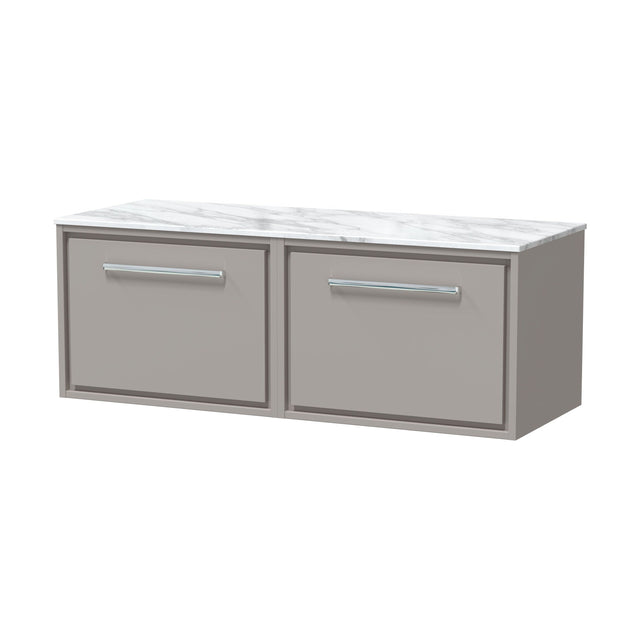 [BFLL3222CMT2] Balterley 1200mm Wall Hung Single Drawer Vanity w/ Marble Worktop - Pebble Grey - Cutout