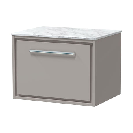 [BFLL3222CMT] Balterley 600mm Framed Design Wall Hung Single Drawer Vanity, Marble Worktop - Pebble Grey - Cutout