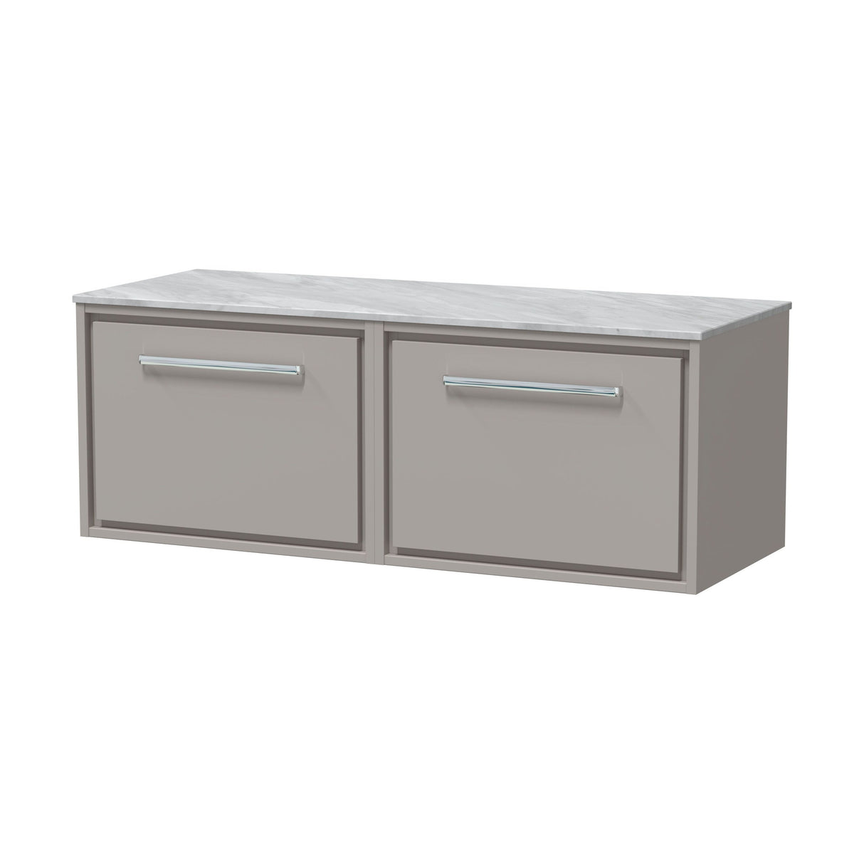 [BFLL3222GMT2] Balterley 1200mm Framed Design Wall Hung Single Drawer Vanity & Marble Worktop - Pebble Grey - Cutout