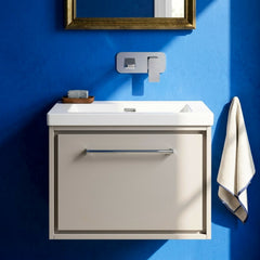 [BFLL3222K] Longnor Wall Hung Single Drawer Vanity Basin Unit with Modern Fireclay Basin, Choice of Size, Colour and Basin - Silo