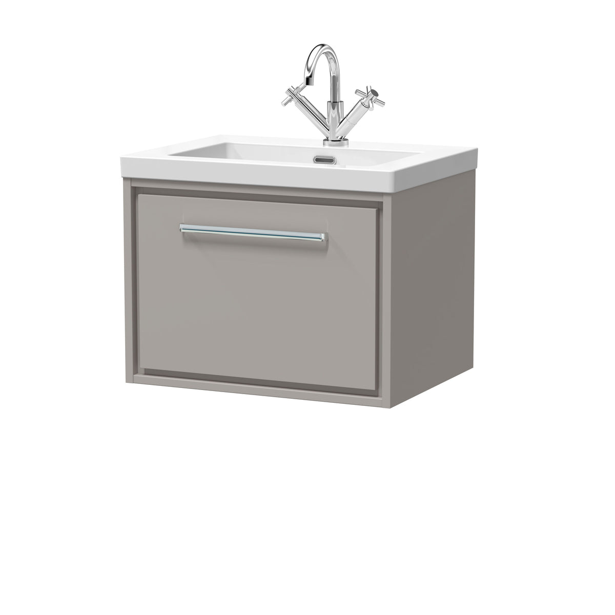 [BFLL3222L] Longnor Wall Hung Single Drawer Vanity Basin Unit with Modern Fireclay Basin, Choice of Size, Colour and Basin - Cutout