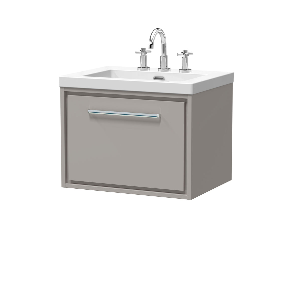 [BFLL3222M] Longnor Wall Hung Single Drawer Vanity Basin Unit with Modern Fireclay Basin, Choice of Size, Colour and Basin - Cutout