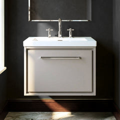 [BFLL3222M] Longnor Wall Hung Single Drawer Vanity Basin Unit with Modern Fireclay Basin, Choice of Size, Colour and Basin - Silo