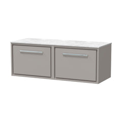 [BFLL3222WMT2] Longnor 1 Drawer Wall Hung Vanity Unit with White Marble Worktop, Choice of Size and Colour - Cutout
