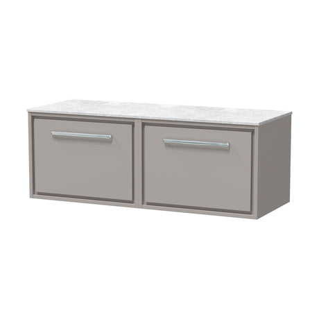 [BFLL3222WMT2] Longnor 1 Drawer Wall Hung Vanity Unit with White Marble Worktop, Choice of Size and Colour - Cutout