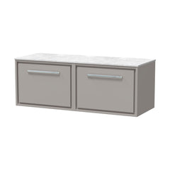 [BFLL3222WMT2] Balterley 1200mm Framed Design Wall Hung Single Drawer Vanity with Marble Worktop - Pebble Grey - Cutout