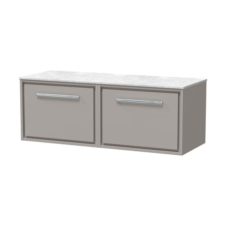 [BFLL3222WMT2] Balterley 1200mm Framed Design Wall Hung Single Drawer Vanity with Marble Worktop - Pebble Grey - Cutout