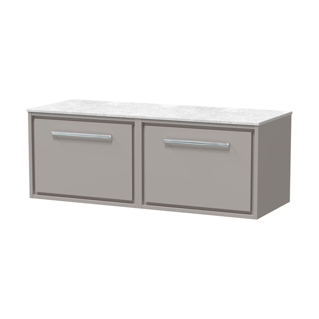 [BFLL3222WMT2] Balterley 1200mm Framed Design Wall Hung Single Drawer Vanity with Marble Worktop - Pebble Grey - Cutout