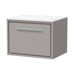[BFLL3222WMT] Balterley 600mm Framed Design Wall Hung Single Drawer Vanity with Marble Worktop - Pebble Grey - Cutout