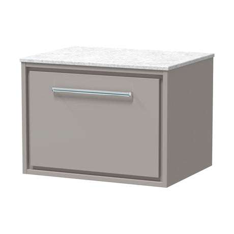 [BFLL3222WMT] Longnor 1 Drawer Wall Hung Vanity Unit with White Marble Worktop, Choice of Size and Colour - Cutout