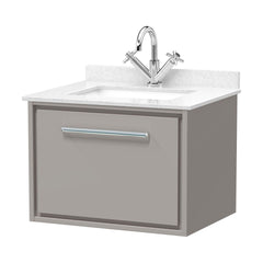 [BFLL3222WS1] Longnor Contemporary Wall Hung 1 Drawer Vanity Basin Unit with Marble Worktop Basin, Choice of Size and Colour - Cutout