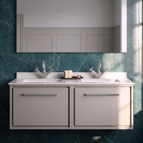 [BFLL3222WS2] Longnor Contemporary 2-Drawer Wall Hung Vanity Basin Unit with Marble Worktop Basin, 1200mm, Choice of Colour - Silo