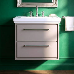 [BFLL3224B] Longnor 2 Drawer Wall Hung Vanity Basin Unit with 3 Tap Hole Traditional Fireclay Basin, Choice of Size and Colour - Silo