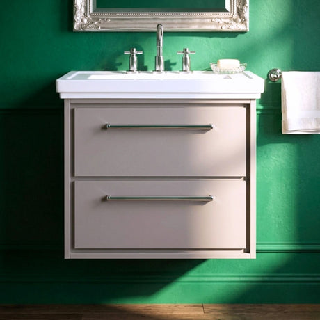 [BFLL3224B] Longnor 2 Drawer Wall Hung Vanity Basin Unit with 3 Tap Hole Traditional Fireclay Basin, Choice of Size and Colour - Silo