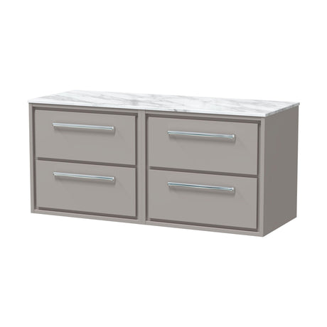 [BFLL3224CMT2] Balterley 1200mm Wall Hung 4 Drawer Vanity w/ Marble Worktop - Pebble Grey - Cutout