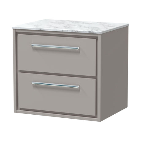 [BFLL3224CMT] Balterley 600mm Framed Design Wall Hung 2 Drawer Vanity, Marble Worktop - Pebble Grey - Cutout