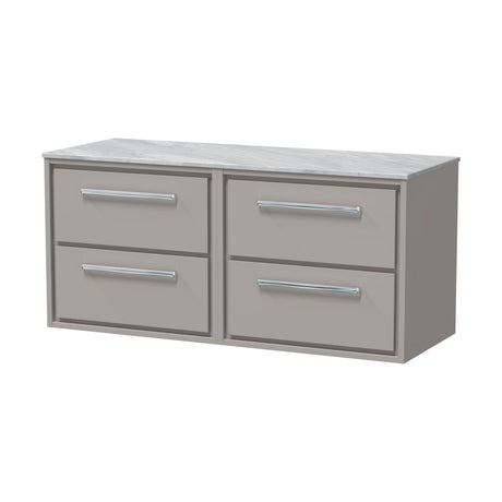 [BFLL3224GMT2] Balterley 1200mm Framed Design Wall Hung 4 Drawer Vanity & Marble Worktop - Pebble Grey - Cutout