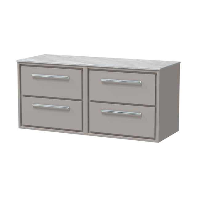 [BFLL3224GMT2] Balterley 1200mm Framed Design Wall Hung 4 Drawer Vanity & Marble Worktop - Pebble Grey - Cutout