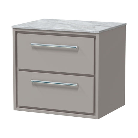 [BFLL3224GMT] Balterley 600mm Framed Design Wall Hung 2 Drawer Vanity & Marble Worktop - Pebble Grey - Cutout