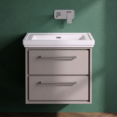 [BFLL3224H] Longnor 2 Drawer Wall Hung Vanity Basin Unit with 0 Tap Hole Traditional Fireclay Basin, Choice of Size and Colour - Silo