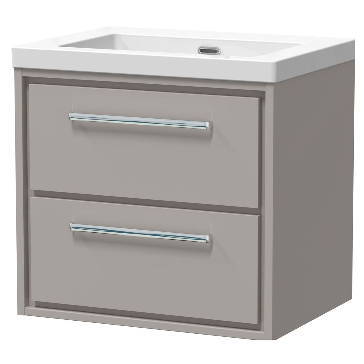 [BFLL3224K] Longnor Modern 2 Drawer Wall Hung Vanity Basin Unit with Modern Fireclay Sink, Choice of Size and Colour - Cutout