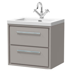 [BFLL3224L] Longnor Modern 2 Drawer Wall Hung Vanity Basin Unit with Modern Fireclay Sink, Choice of Size and Colour - Cutout