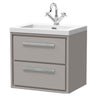 [BFLL3224L] Longnor Modern 2 Drawer Wall Hung Vanity Basin Unit with Modern Fireclay Sink, Choice of Size and Colour - Cutout