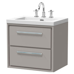 [BFLL3224M] Longnor Modern 2 Drawer Wall Hung Vanity Basin Unit with Modern Fireclay Sink, Choice of Size and Colour - Cutout