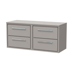 [BFLL3224W2] Balterley 1200mm Framed Design Wall Hung 4 Drawer Vanity with Worktop - Pebble Grey - Cutout