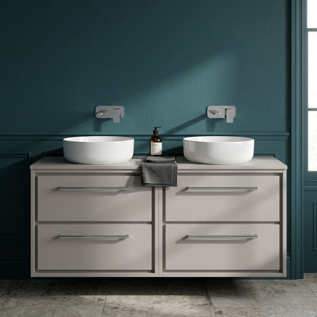 [BFLL3224W2] Balterley 1200mm Framed Design Wall Hung 4 Drawer Vanity with Worktop - Pebble Grey - Silo