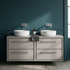 [BFLL3224W2] Longnor Contemporary Wall Hung 4 Drawer Vanity Unit with Colour Coordinating Worktop, 1200mm, Choice of Colour - Silo