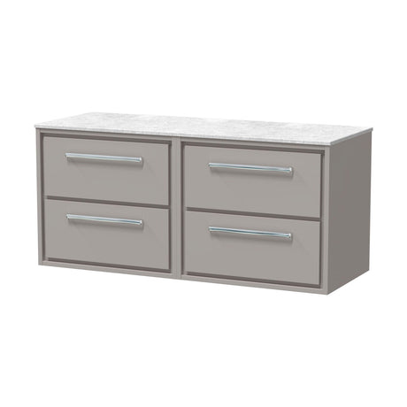 [BFLL3224WMT2] Longnor 2 Drawer Wall Hung Vanity Unit with White Marble Worktop, Choice of Size and Colour - Cutout