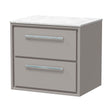 [BFLL3224WMT] Balterley 600mm Framed Design Wall Hung 2 Drawer Vanity with Marble Worktop - Pebble Grey - Cutout