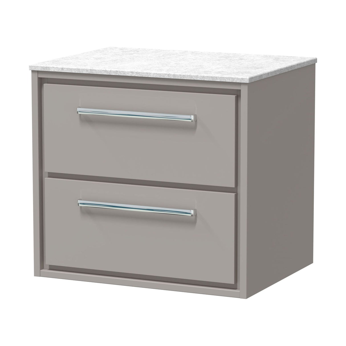 [BFLL3224WMT] Balterley 600mm Framed Design Wall Hung 2 Drawer Vanity with Marble Worktop - Pebble Grey - Cutout