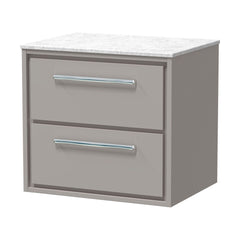 [BFLL3224WMT] Balterley 600mm Framed Design Wall Hung 2 Drawer Vanity with Marble Worktop - Pebble Grey - Cutout