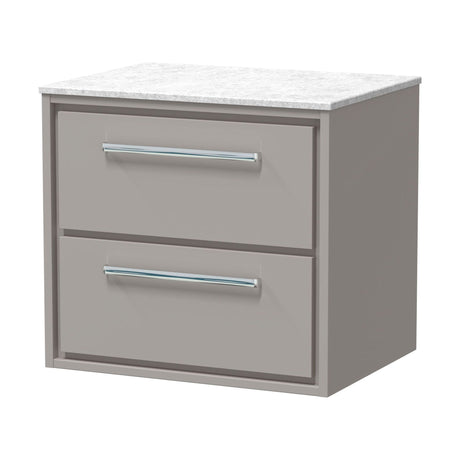 [BFLL3224WMT] Longnor 2 Drawer Wall Hung Vanity Unit with White Marble Worktop, Choice of Size and Colour - Cutout